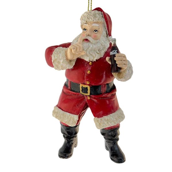 Babbo Natale con Bottiglietta Coca-Cola® in Resina Kurt Adler - H 12 cm - immagine 2