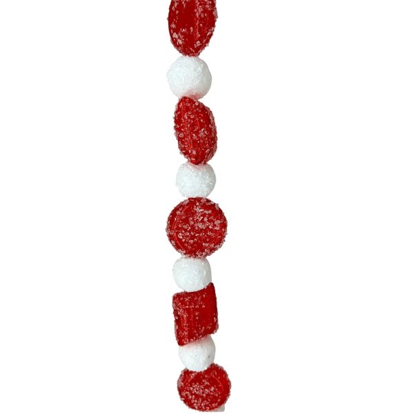 Ghirlanda di Caramelle Bianche e Rosse in Plastica - H 180 cm