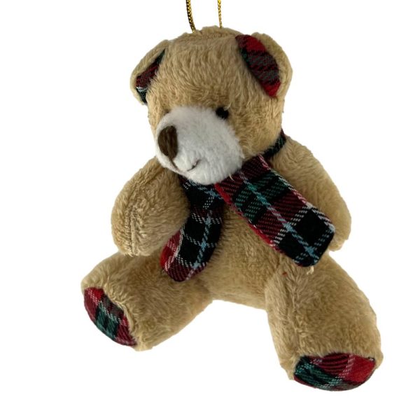 Orsetto di Peluche con Sciarpa Scozzese Rossa e Verde - H 10 cm - immagine 3