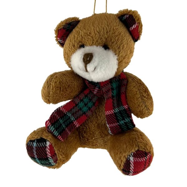 Orsetto di Peluche con Sciarpa Scozzese Rossa e Verde - H 10 cm - immagine 2