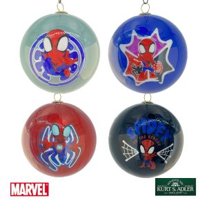 Box 4 Sfere in Plastica ø 8 cm -Spider Man Marvel Kurt Adler