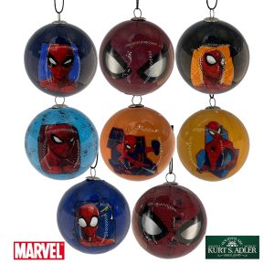 Box 8 Sfere in Plastica Spider Man Marvel® Kurt Adler – Ø 6 cm