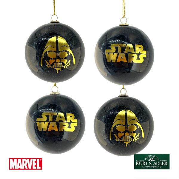 Box 4 Sfere in Plastica Star Wars™ Kurt Adler – Ø 8 cm