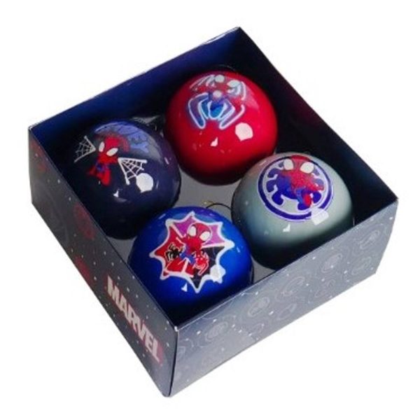 Box 4 Sfere in Plastica ø 8 cm -Spider Man Marvel Kurt Adler - immagine 2