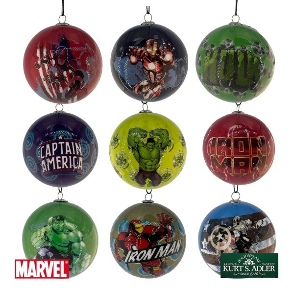 Box 9 Sfere in Plastica Marvel® Kurt Adler – Ø 8 cm