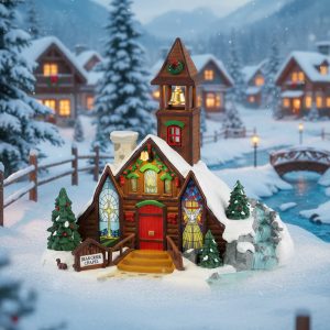 Cappella Bear Creek Chapel H 21 cm Edificio Illuminato Lemax - 45265