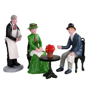 Coppia Vittoriana al Bar Cafè Society H 7 cm, Set di 4 Pezzi Personaggio Lemax - 02925