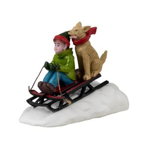 Slittino con Cagnolino Doggone Downhill Sledding H 5 cm Personaggio Lemax - 42351