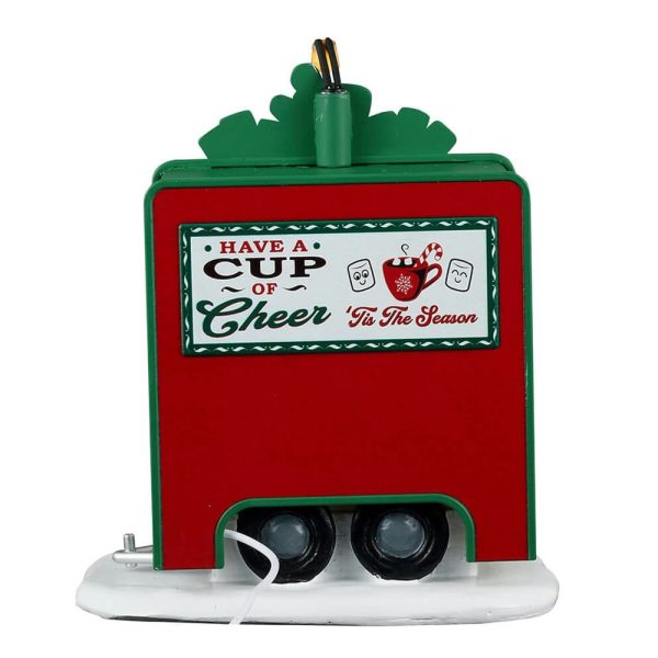 Chiosco di Cioccolata Calda Cocoa Express, set di 2 pezzi Bancarella del Mercatino H 13 cm Edificio Illuminato Lemax - 34149 - immagine 4