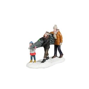 Famiglia con Albero di Natale Helping Mom and Dad With The Tree  H 7 cm Personaggio LuVille - 1162990