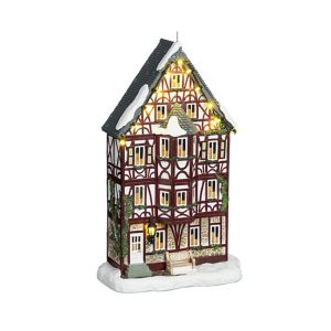 Palazzo di Legno Elzas Half-Timbered House H 29 cm Facciata Illuminata LuVille - 1162986