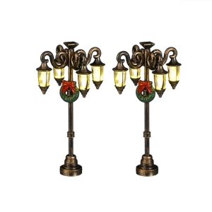 Lampioni a Quattro Bracci con Ghirlanda H 12 cm, set di 2 pezzi Accessorio Illuminato LuVille - 1162545