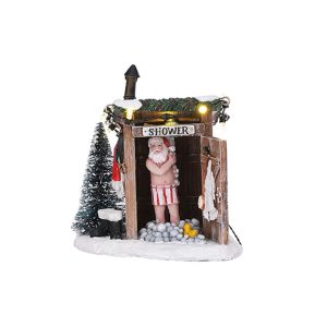 Doccia nel Bosco Naked Santa H 11 cm Scena Illuminata LuVille - 1084839