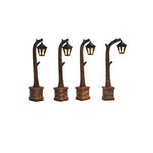 Lampioni in Legno Street Lantern Wooden H 10 cm, set di 4 pezzi Accessorio Illuminato LuVille - 610180
