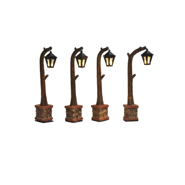 Lampioni in Legno Street Lantern Wooden H 10 cm, set di 4 pezzi Accessorio Illuminato LuVille - 610180