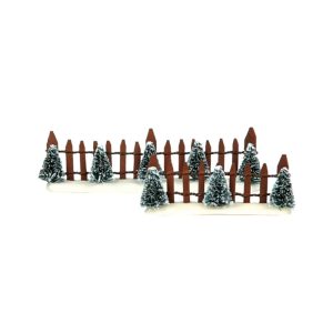 Staccionata con Cespugli Fence Wooden With Trees H 4 cm, set di 2 pezzi Accessorio LuVille - 605052