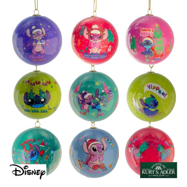 Box 9 Sfere in Plastica ©Disney Lilo & Stitch Kurt Adler - Ø 8 cm