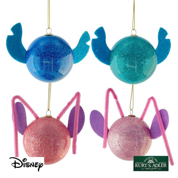 Box 4 Sfere in Plastica ø 8 cm - Lilo & Stitch Disney Kurt Adler - immagine 2