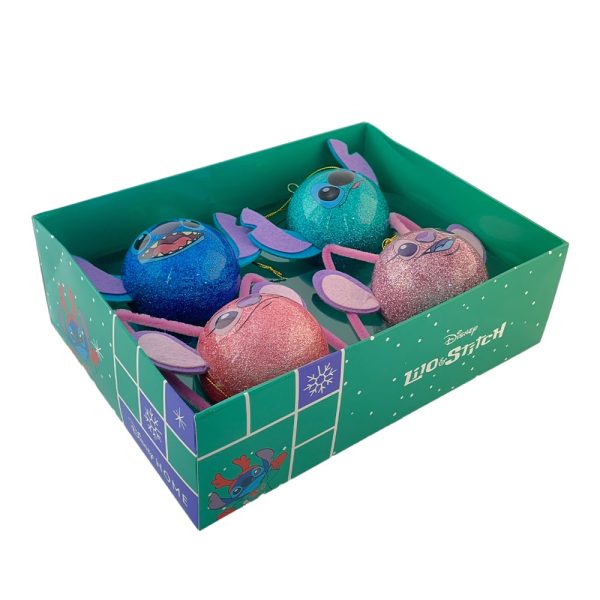Box 4 Sfere in Plastica ø 8 cm - Lilo & Stitch Disney Kurt Adler - immagine 3