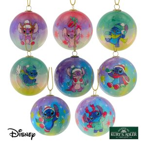 Box 8 Sfere in Plastica ©Disney Lilo & Stitch Kurt Adler - Ø 6 cm