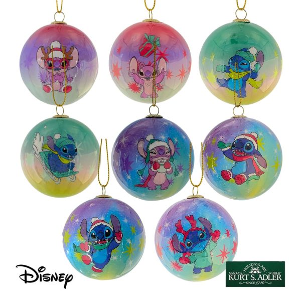 Box 8 Sfere in Plastica ©Disney Lilo & Stitch Kurt Adler - Ø 6 cm