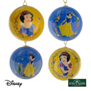 Box 4 Sfere in Plastica Biancaneve ©Disney Princess Kurt Adler - Ø 8 cm