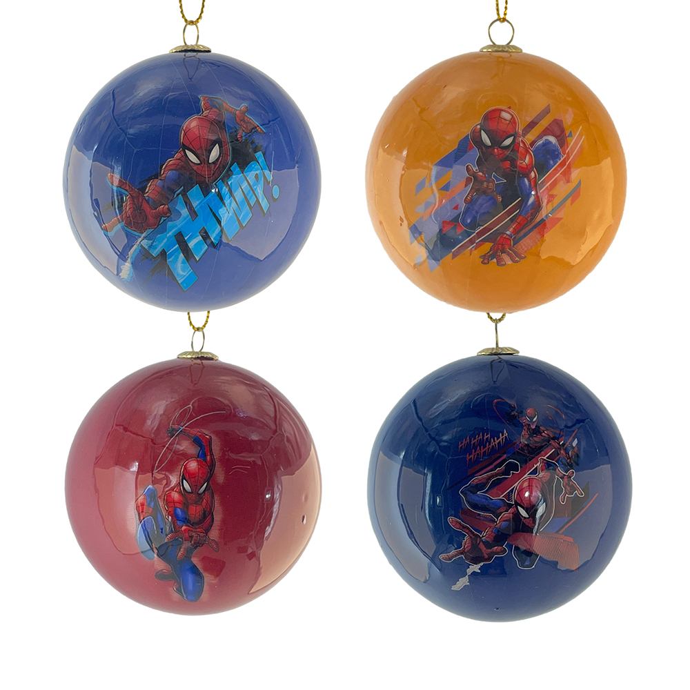 Box 4 Sfere in Plastica Spider Man Marvel® Kurt Adler – Ø 8 cm - immagine 2