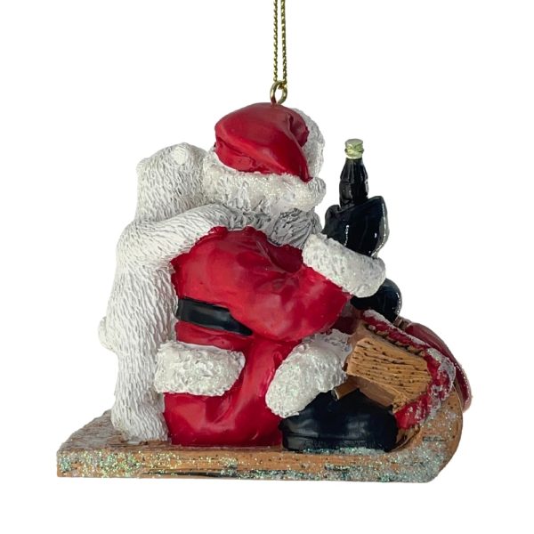 Babbo Natale con Orsetto su Slittino Coca-Cola® in Resina Kurt Adler - H 7 cm - immagine 2