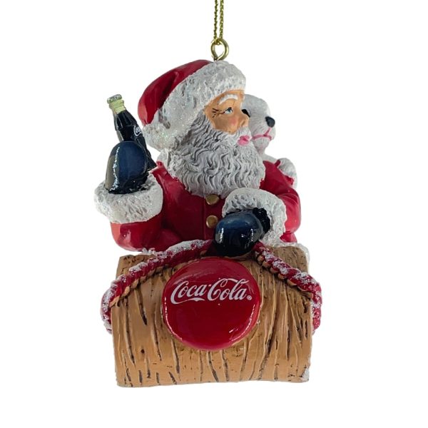 Babbo Natale con Orsetto su Slittino Coca-Cola® in Resina Kurt Adler - H 7 cm - immagine 3