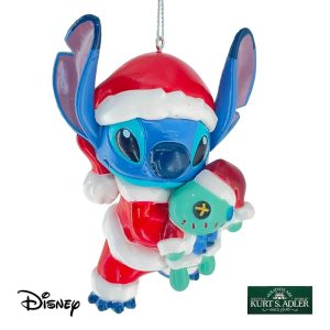 Stitch Babbo Natale con Pupazzo Personaggio Disney© Stitch in Resina Kurt Adler - H 10 cm