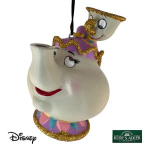 Teiera Mrs Bric e Chicco de La Bella e la Bestia Disney© Classics in Resina Kurt Adler - H 10 cm