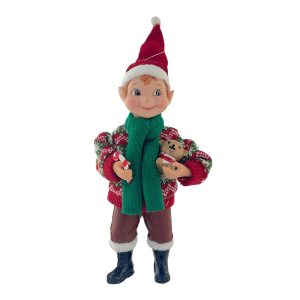 Elfo con Orsetto da Collezione - H 18 cm