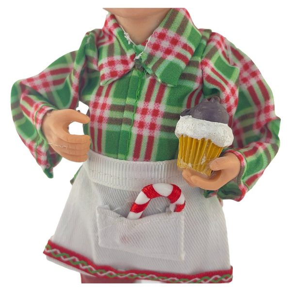 Elfo Pasticcere con Cupcake da Collezione - H 18 cm - immagine 3