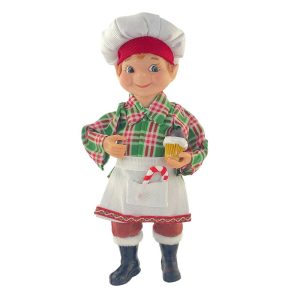 Elfo Pasticcere con Cupcake da Collezione - H 18 cm