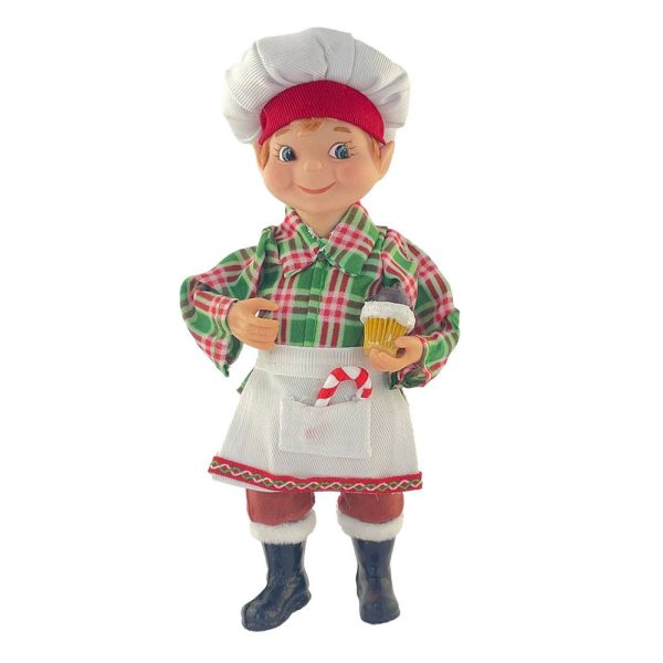 Elfo Pasticcere con Cupcake da Collezione - H 18 cm
