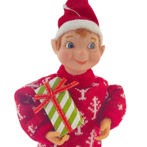 Elfo con Pacco Regalo da Collezione - H 18 cm - immagine 3