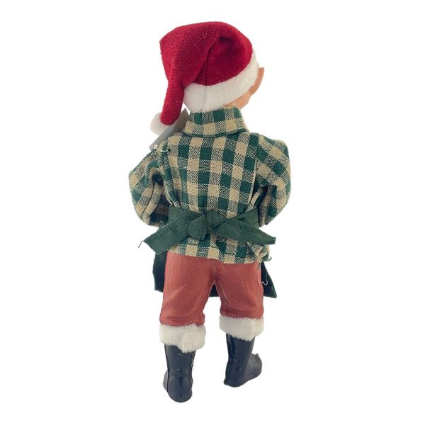 Elfo con Pacco Regalo e Campanella da Collezione - H 18 cm - immagine 2