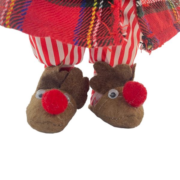 Babbo Natale in Pigiama Scozzese con Peluche da Collezione - H 28 cm - immagine 3