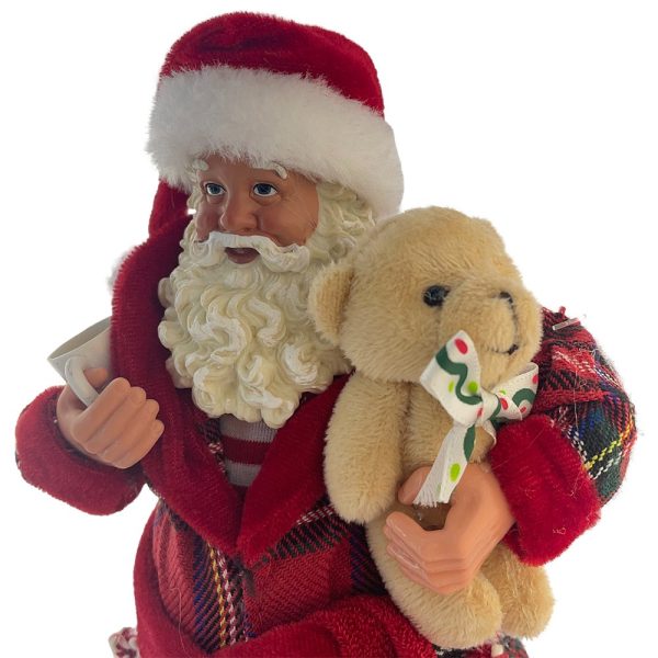 Babbo Natale in Pigiama Scozzese con Peluche da Collezione - H 28 cm - immagine 4