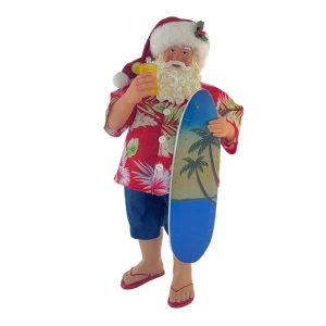 Babbo Natale Surfista da Collezione - H 28 cm