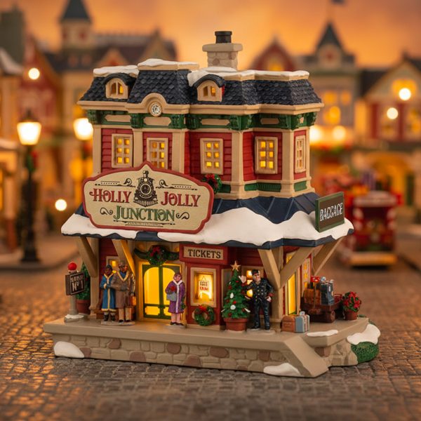 Stazione Holly Jolly Junction H 20 cm Edificio Illuminato Lemax - 45274
