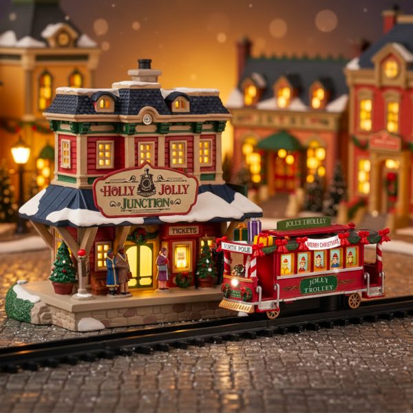 Stazione Holly Jolly Junction H 20 cm Edificio Illuminato Lemax - 45274 - immagine 2