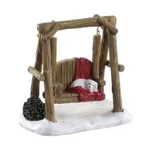 Cagnolino Sull'Altalena Rustic Log Swing H 6 cm Accessorio Lemax - 84363