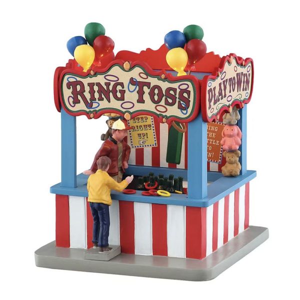 Bancarella del Lancio degli Anelli Ring Toss Game H 13 cm Chiosco del Luna Park Illuminato Lemax - 54459 - immagine 3