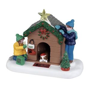 Decorando la cuccia di Jake Doghouse Christmas H 8 cm Personaggio Lemax - 53741