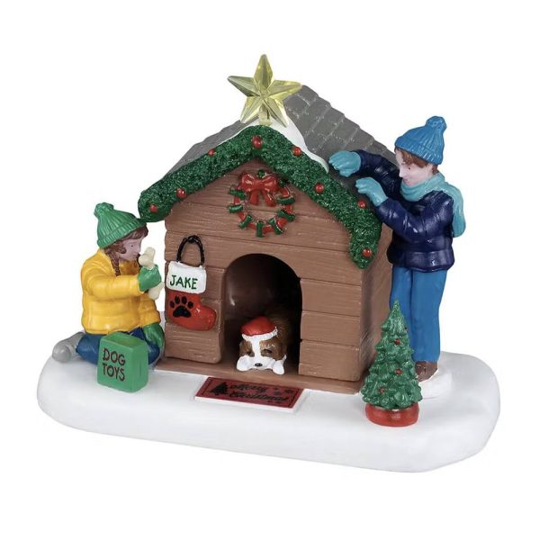 Decorando la cuccia di Jake Doghouse Christmas H 8 cm Personaggio Lemax - 53741