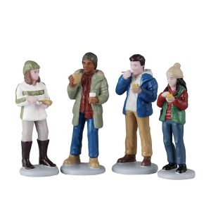 Delizie al Mercatino Food Truck Patrons H 7 cm, set di 4 pezzi Personaggio Lemax - 52530