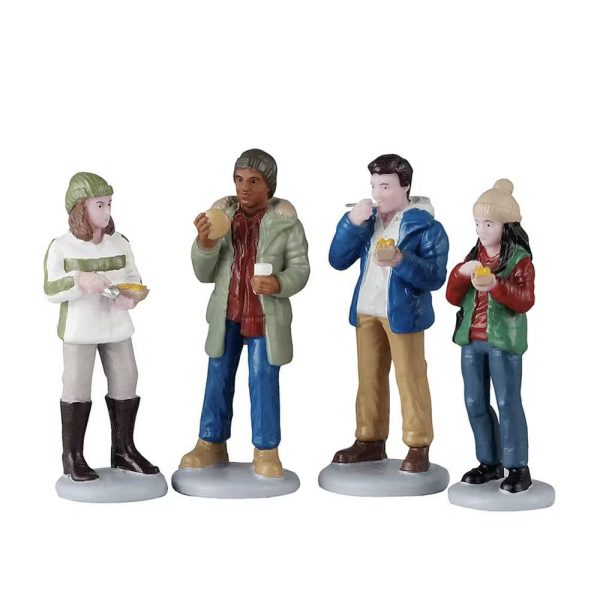 Delizie al Mercatino Food Truck Patrons H 7 cm, set di 4 pezzi Personaggio Lemax - 52530