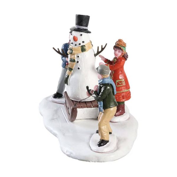 Pupazzo di Neve con Bambini Kids Playing H 7 cm Personaggio Lemax - 83355 - immagine 2