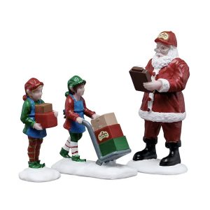 Babbo Natale Controlla i Regali Ready for Shipping H 7 cm, set di 3 pezzi Personaggio Lemax - 52526